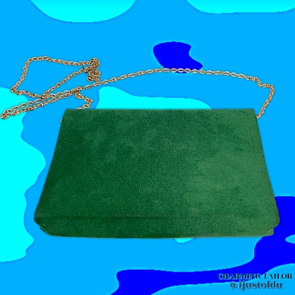Charming Tailor Fx Suede Evening Handbag Crossbody Envelope Clutch | Chain Strap - Picture 6 of 11